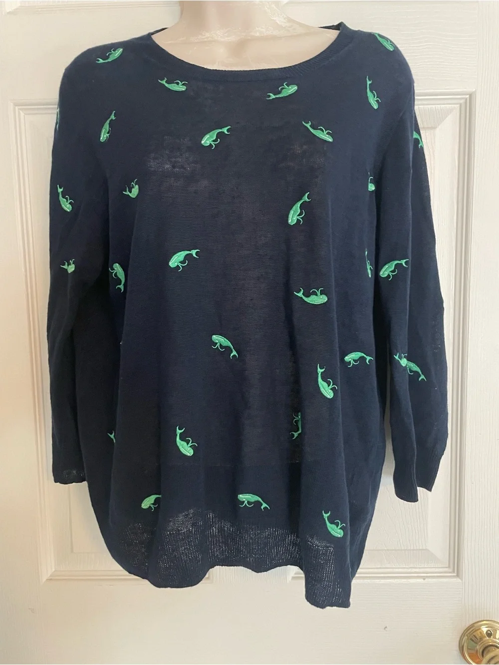 J.‎ Crew Navy Sweater with Green Whale Accent